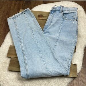 Abercrombie & Fitch Curve Love 90s Slim Straight Ultra High Rise Jeans Vent Hem